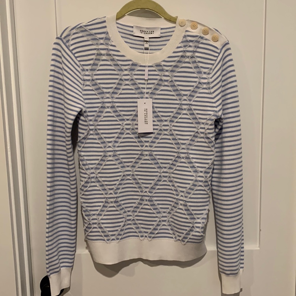 Derek Lam stripped sweater, size x-small, blue/white stripe, NWT